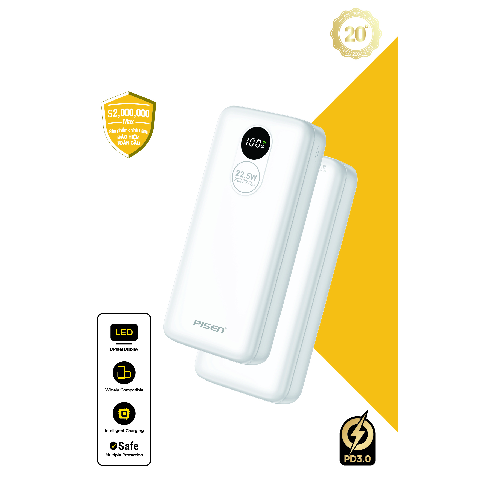Pin Sạc dự phòng PISEN - POWER Round 22.5W 20000mAh - TP-D076 (GLB)