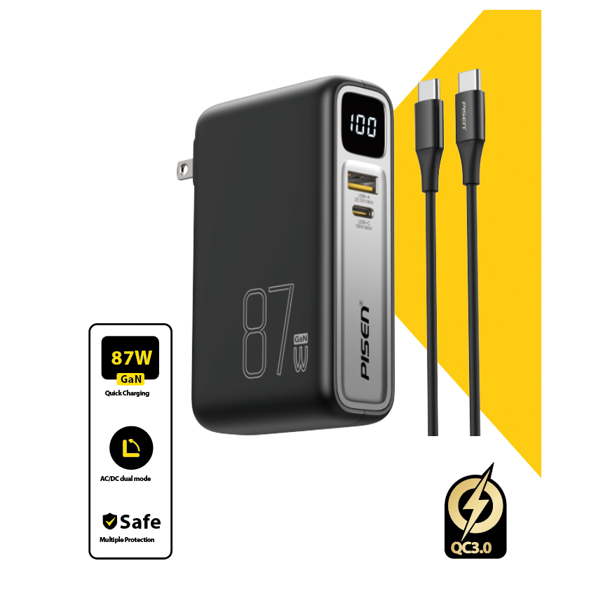 Pin Sạc dự phòng PISEN PRO - Super Power Box 87W GaNUltra 10000mAh Hybrid - TS-D319(GLB)